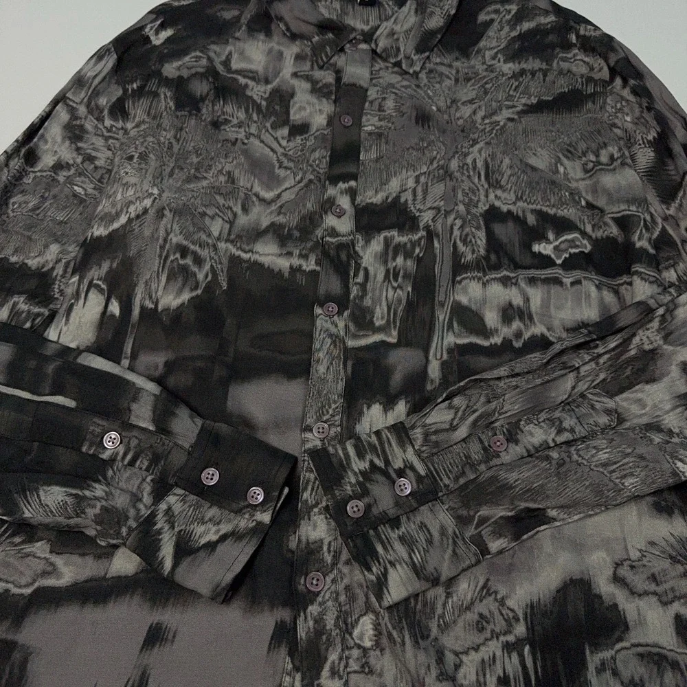 Designer SER.O.YA‎ Marcus Denim Shirt Mens Size L Long Sleeve Button Up Black